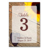 素朴ヒマワリ結婚のテーブル番号 テーブルナンバー (正面)