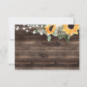 素朴ヒマワリ結婚の木材と食事の選択 出欠カード (裏面)