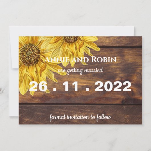 素朴ヒマワリ結婚の セーブザデート (裏面)