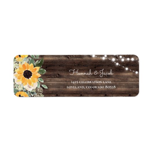 素朴ヒマワリ結婚ウッド差出人住所 ラベル (正面)