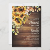 素朴ヒマワリ結婚ウッド 招待状 (正面)