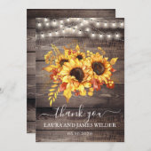 素朴ヒマワリ結婚ストラ感謝していイ サンキューカード (正面/裏面)