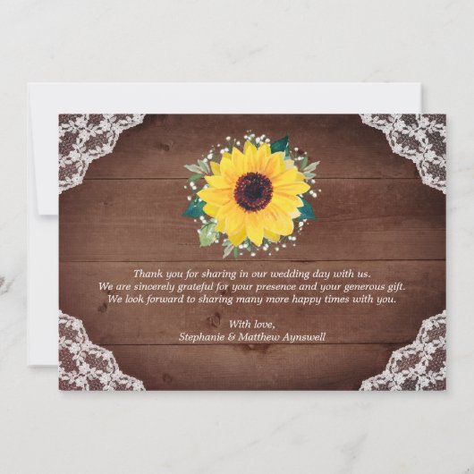 素朴ヒマワリ結婚ス サンキューカード (裏面)