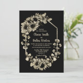 素朴ヒマワリ結婚ブラック 招待状 (スタンド正面)