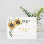 素朴ヒマワリ結婚ユーカリサンキューカード 招待状 (スタンド正面)