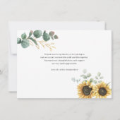 素朴ヒマワリ結婚ユーカリサンキューカード 招待状 (裏面)