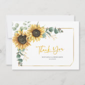 素朴ヒマワリ結婚ユーカリサンキューカード 招待状 (正面)
