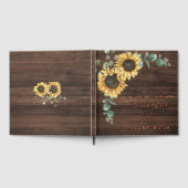 素朴ヒマワリ結婚ユーカリバラ金ゴールド ゲストブック (全面)