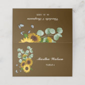 素朴ヒマワリ結婚ユーカリ名 プレイスカード (外部開封)