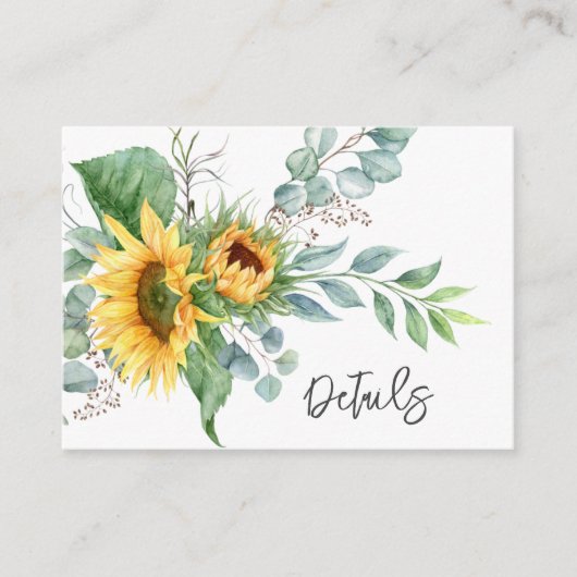 素朴ヒマワリ結婚ユーカリ詳細 エンクロージャーカード (正面)