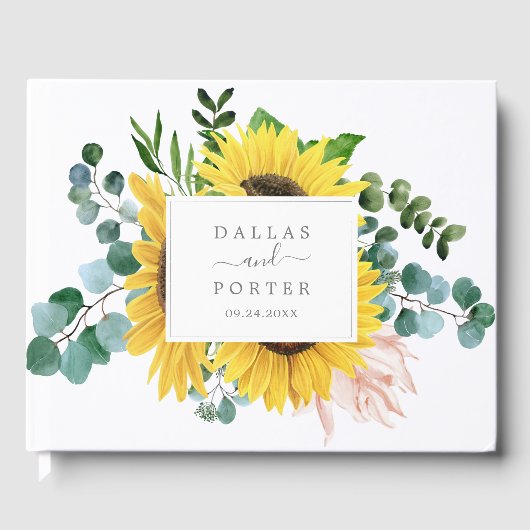 素朴ヒマワリ結婚ユーカリ ゲストブック (正面)