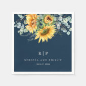 素朴ヒマワリ結婚ユーカリ スタンダードカクテルナプキン (正面)