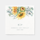 素朴ヒマワリ結婚ユーカリ スタンダードカクテルナプキン (正面)