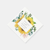 素朴ヒマワリ結婚ユーカリ スタンダードカクテルナプキン (角)