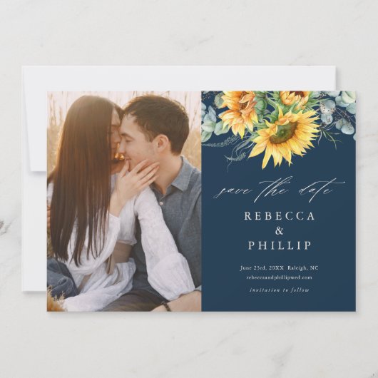 素朴ヒマワリ結婚ユーカリ セーブザデート (正面)