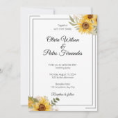 素朴ヒマワリ結婚ユーカリ 招待状 (正面)