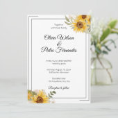 素朴ヒマワリ結婚ユーカリ 招待状 (スタンド正面)