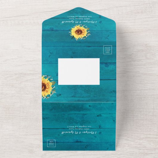 素朴ヒマワリ縁どバブ結婚ス オールインワン招待状 (外側)