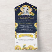 素朴ヒマワリ象ネイビーブルーベビーシャワー オールインワン招待状 (内側)