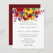 素朴ヒマワリ赤ブルーフローラ結婚ズ シーズンカード (正面/裏面)