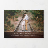 素朴ヒマワリMason Jar String Lights結婚. 三つ折り招待状 (カバー)