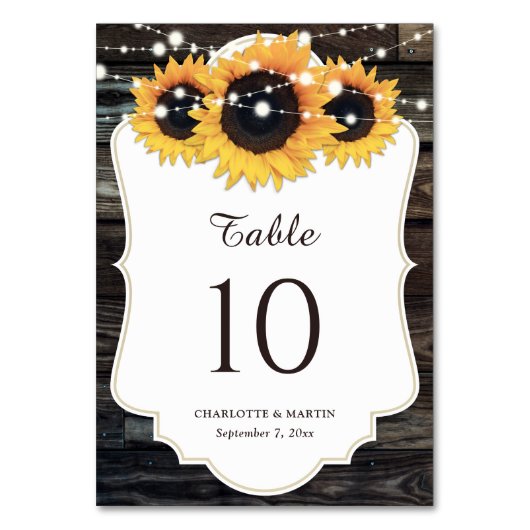 素朴ヒマワ結婚ー テーブルナンバー (正面)