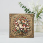 素朴ビクトリアンフローラハッピーバースデーカード (スタンド正面)