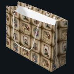 素朴ビクトリアンChristmas Book Covers ラージペーパーバッグ<br><div class="desc">アンティーク時代ビクトリアンの美しいコレクションのクリスマスブックカバー旧世界父クリスマス、子供、セピアの職人の正方形の背景に照らされた文字と冬のシーンを動揺してフィーチャー。パターンはシームレスでスケーラブル。</div>