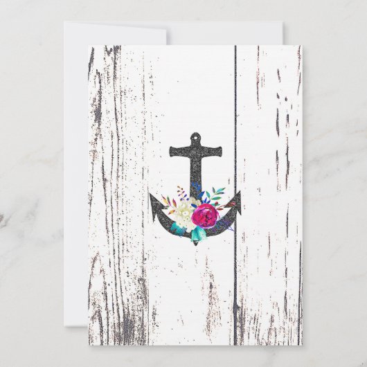 素朴ビーチいかりとフローラはっきりしたブライダルシャワー 招待状 (裏面)