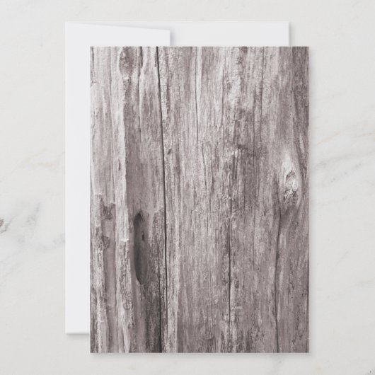 素朴ビーチをテーマにした木材の背景ブライダルシャワー 招待状 (裏面)