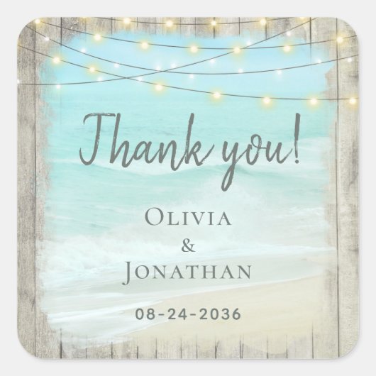 素朴ビーチウッドコースト結婚アーズ スクエアシール (正面)