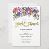 素朴ビーチウッドフローラブライダルシャワー 招待状 (正面)