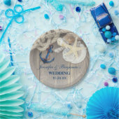 素朴ビーチシェル海軍いかり航海の結婚ズ ペーパープレート (パーティー)