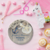 素朴ビーチシェル海軍いかり航海の結婚ズ ペーパープレート (パーティー)