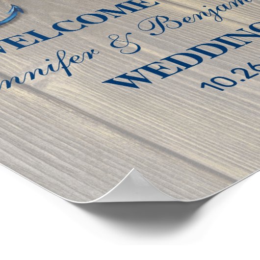 素朴ビーチシェル海軍いかり航海の結婚ズ ポスター (角)