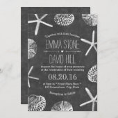 素朴ビーチシーシェルヴィンテージシャルボ結婚ード 招待状 (正面/裏面)