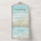 素朴ビーチストリングライツコースト結婚ーズ オールインワン招待状 (内側)