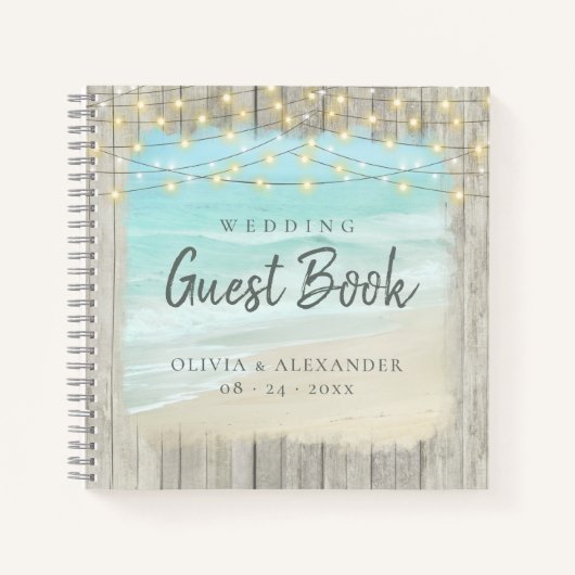 素朴ビーチストリングラ結婚イツのゲストブック ノートブック (正面)