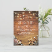 素朴ビーチトロピカル航海のバースデーパーティー 招待状 (スタンド正面)