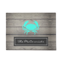 素朴ビーチハウスティール（緑がかった色）ブルーカニファミリーモノグラム