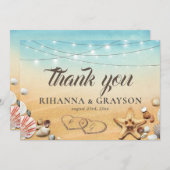 素朴ビーチハートショア結婚ズ・サンキュー サンキューカード (正面/裏面)