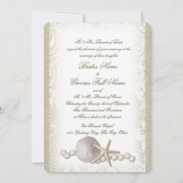 素朴ビーチレースと真珠 招待状