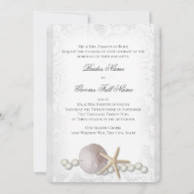 素朴ビーチレース及びパール招待状