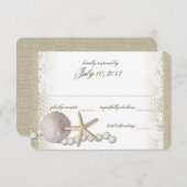 素朴ビーチレース及び真珠応答 出欠カード (正面/裏面)