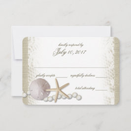 素朴ビーチレース及び真珠応答 出欠カード