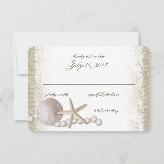 素朴ビーチレース及び真珠応答 出欠カード (正面)