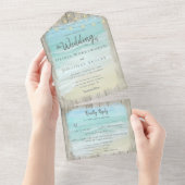 素朴ビーチ先ウェディングメニューオプション オールインワン招待状 (貼ってはがせる)