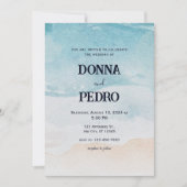 素朴ビーチ水彩結婚式招待状 招待状 (正面)