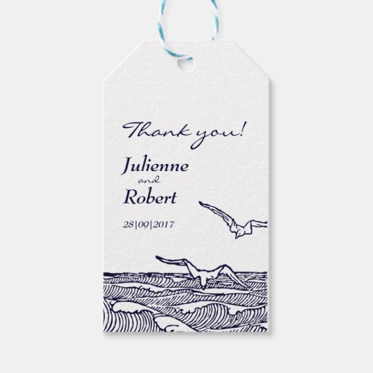 素朴ビーチ結婚式サンキューメッセージカード ギフトタグ (正面)