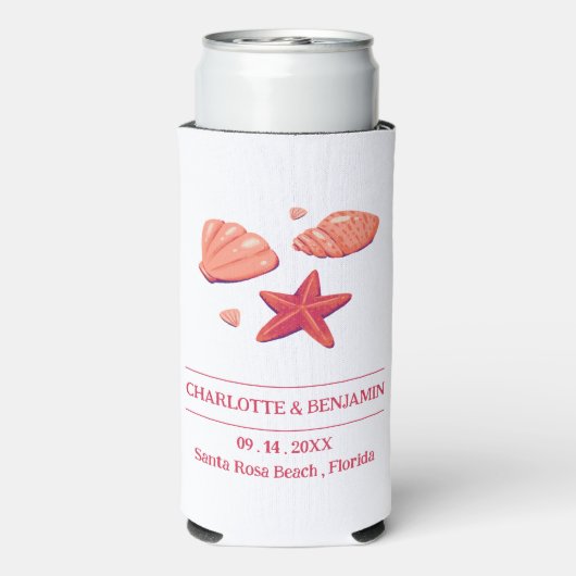 素朴ビーチ結婚式パーティー スリム缶クーラー (Seltzer裏面)